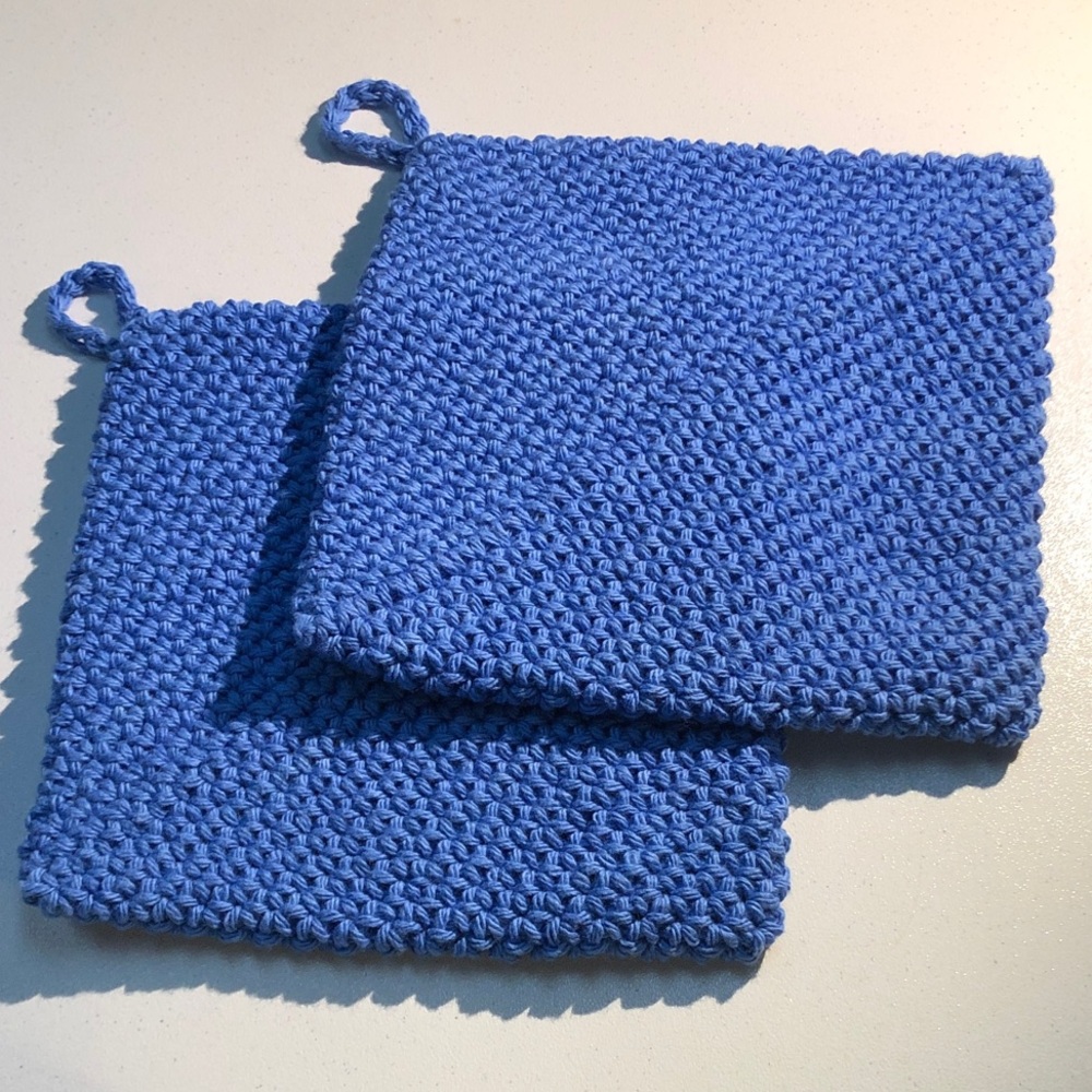 Blue hand crochet Pot Holder Pair -kitchen Accessories